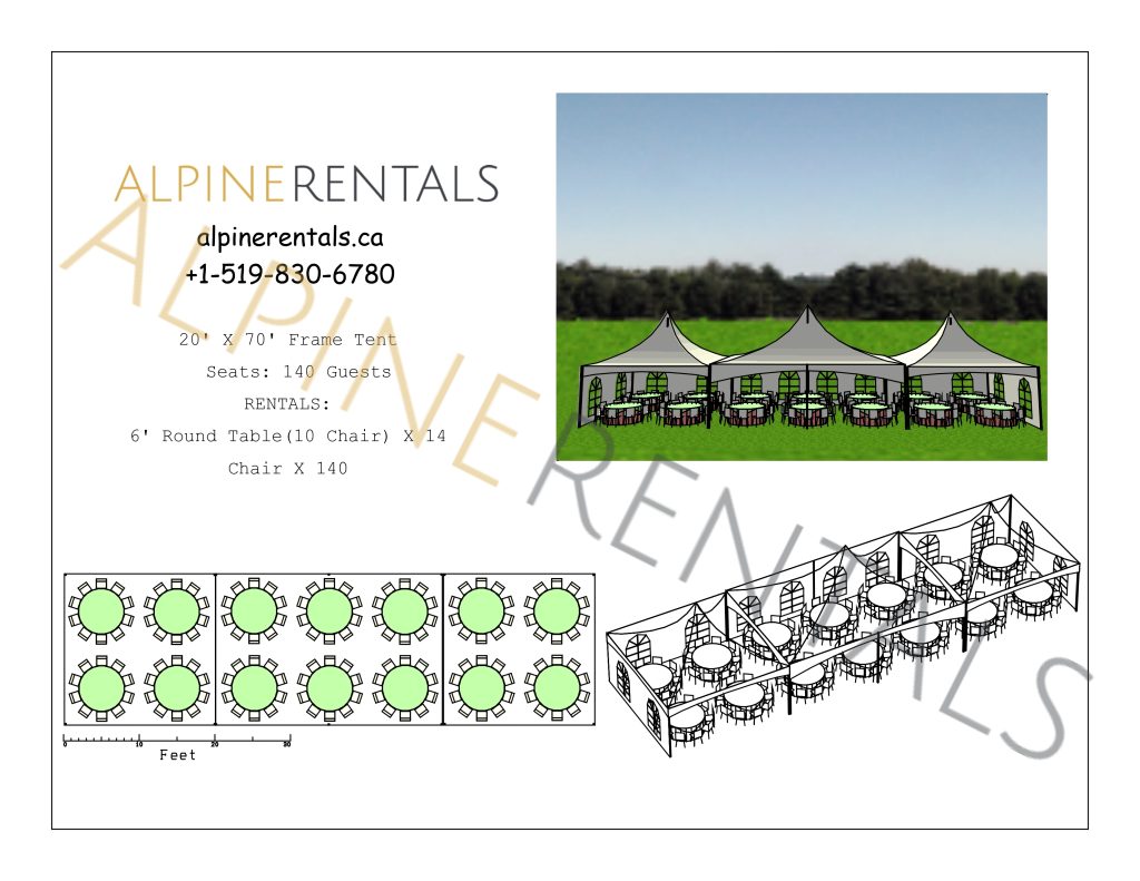 20X70 Tent Seating Layout