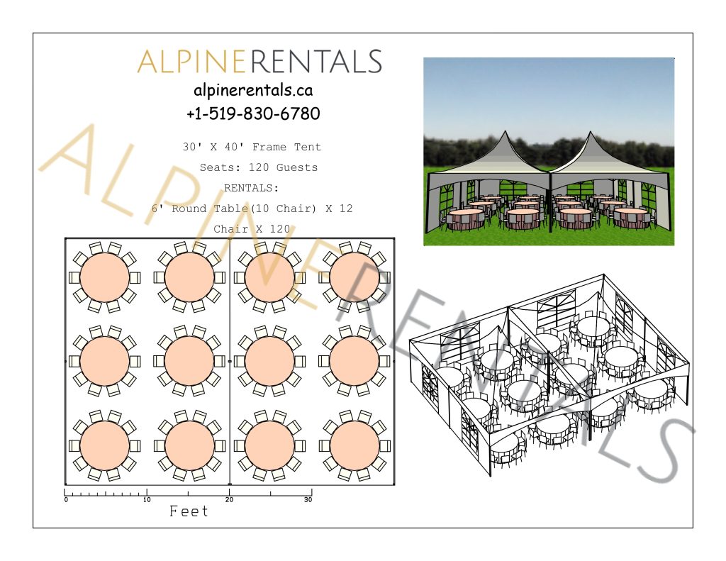 30X40 Tent Seating Layout